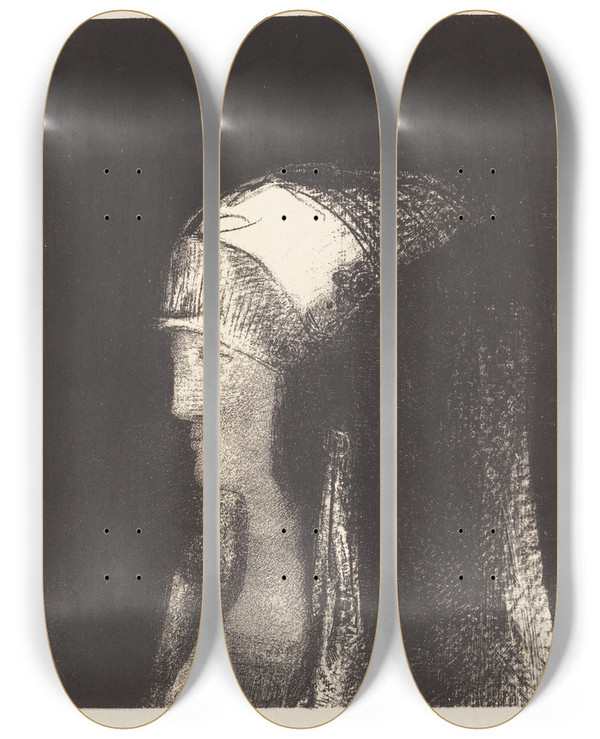Triptych art skateboard deck of Odilon Redon Druidesse by Odilon Redon (1840-1916)