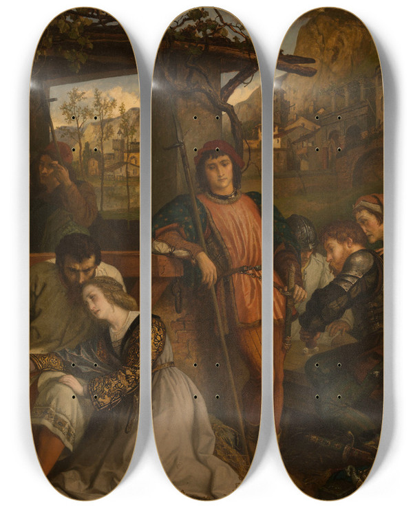 Triptych art skateboard deck of Joseph Lies The Disasters Of War by Joseph Lies (1821-1865)