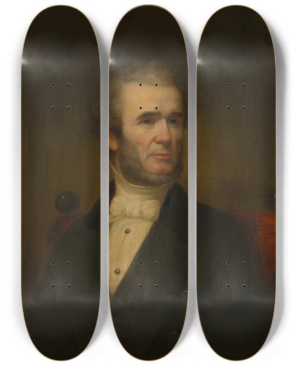 Triptych art skateboard deck of Nathaniel Jocelyn Augustus Russell Street by Nathaniel Jocelyn (1796-1881)
