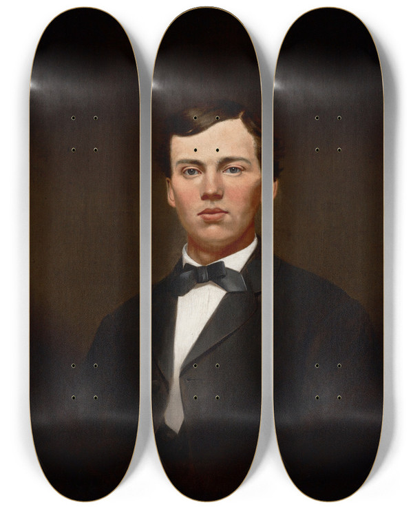 Triptych art skateboard deck of William Merritt Chase Portrait Of William Gurley Munson by William Merritt Chase (1849-1916)