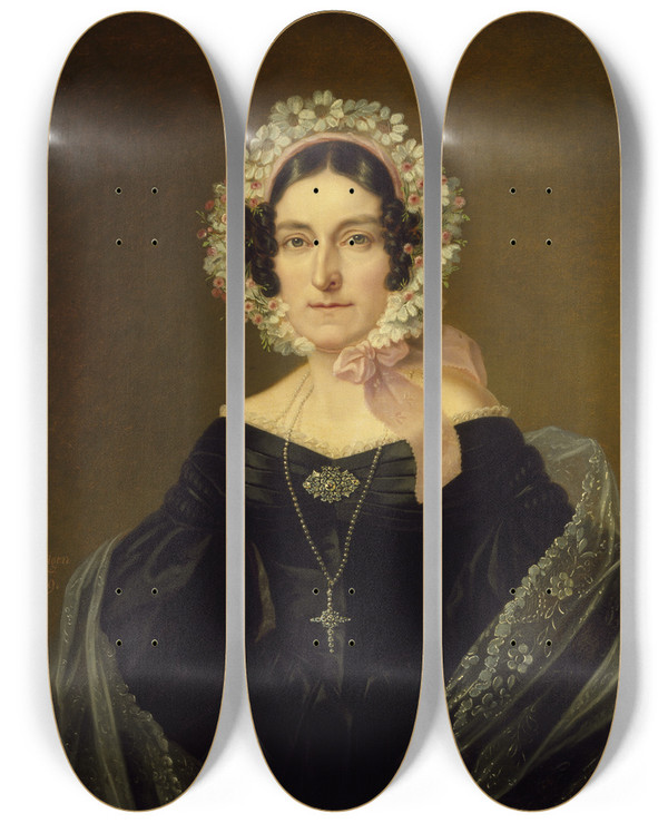 Triptych art skateboard deck of Carl Wilhelm Nordgren Sofia Magdalena Cantzler by Carl Wilhelm Nordgren