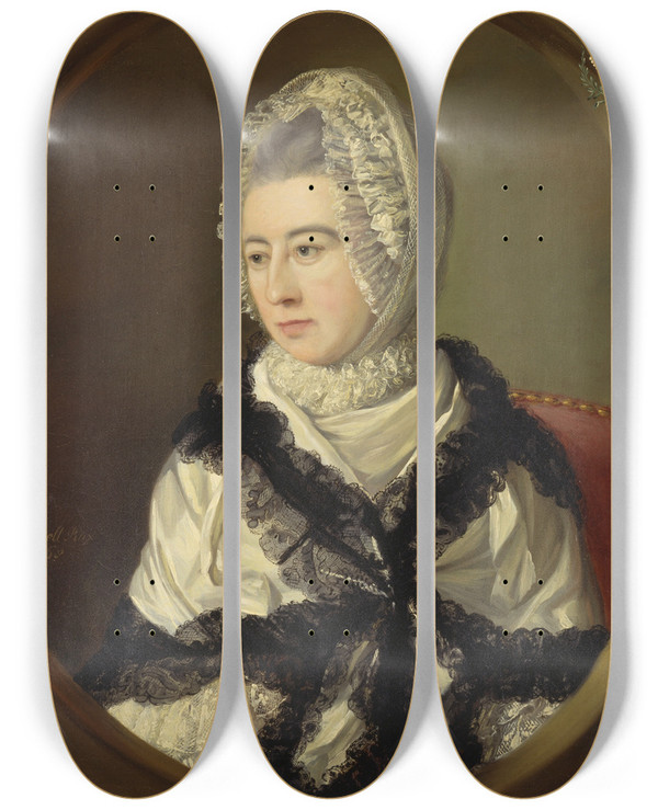 Triptych art skateboard deck of John Russell Portrait Of A Lady by John Russell (1745-1806)