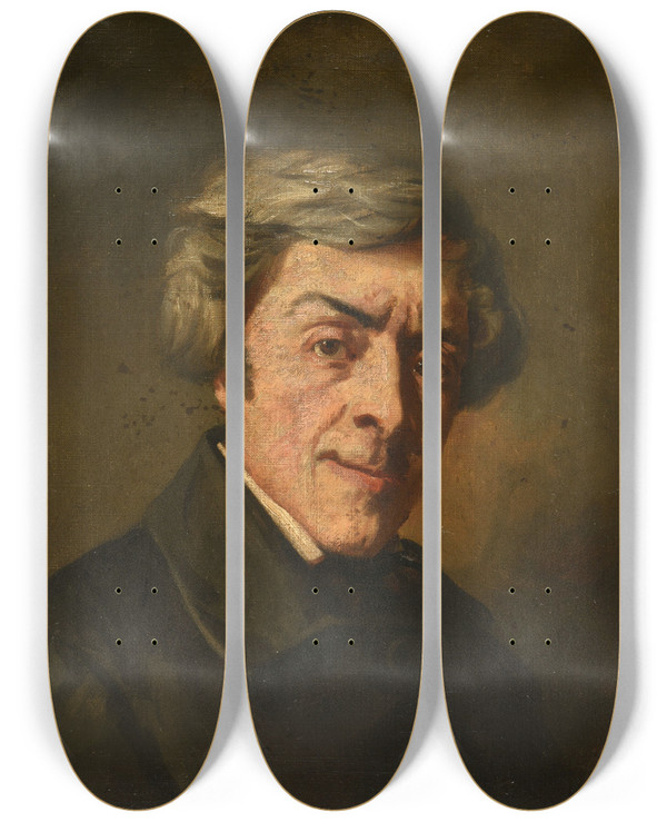 Triptych art skateboard deck of Thomas Couture Jules Michelet by Thomas Couture (1815-1879)