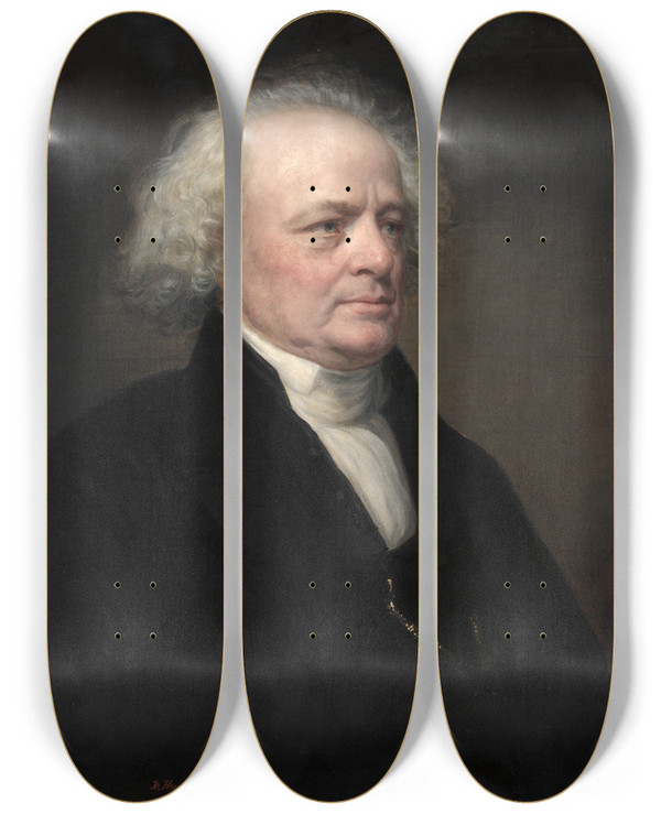 Triptych art skateboard deck of Daniel Huntington Dr John W Francis by Daniel Huntington (1816-1906)