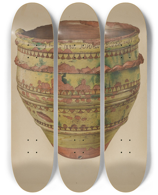 Triptych art skateboard deck of Giacinto Capelli Pa German Jardiniere by Giacinto Capelli (20-)
