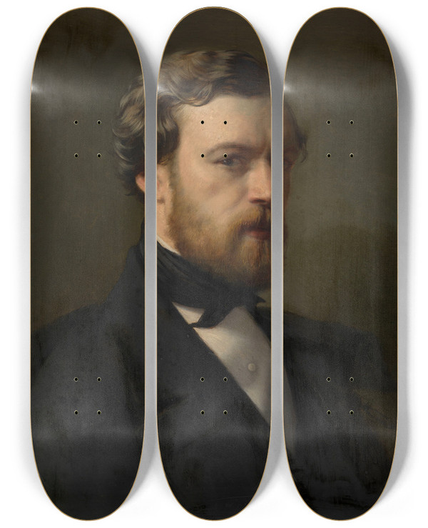 Triptych art skateboard deck of Thodorejoseph Canneel Self Portrait by Thodore-Joseph Canneel