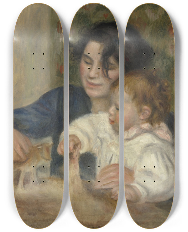 Triptych art skateboard deck of Pierreauguste Renoir Gabrielle And Jean by Pierre-Auguste Renoir (1841-1919)