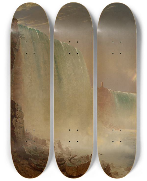 Triptych art skateboard deck of John Ferguson Weir Niagarafalls by John Ferguson Weir (1841-1926)