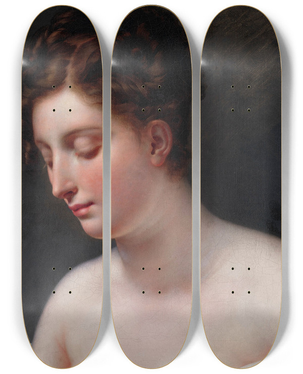 Triptych art skateboard deck of Anne Louis Girodettrioson Galatea by Anne Louis Girodet-Trioson (1767-1824)