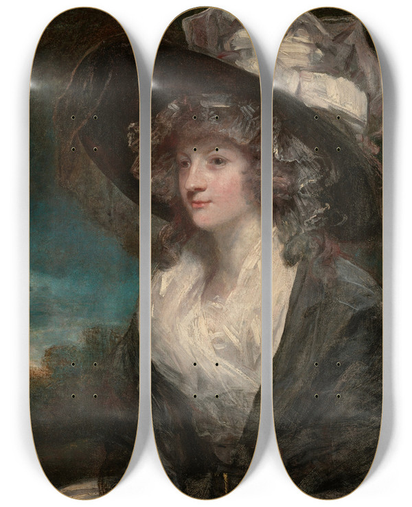 Triptych art skateboard deck of Sir Joshua Reynolds Portrait Of Amelia Hume Later Lady Farnborough 17721837 by Sir Joshua Reynolds (1723-1792)