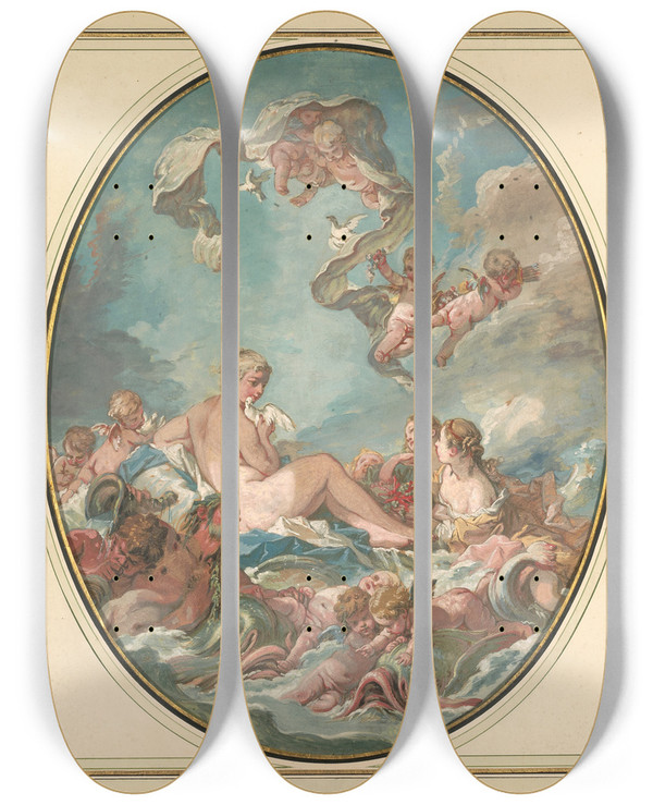Triptych art skateboard deck of Franois Boucher The Birth And Triumph Of Venus by Francois Boucher (1703-1770)