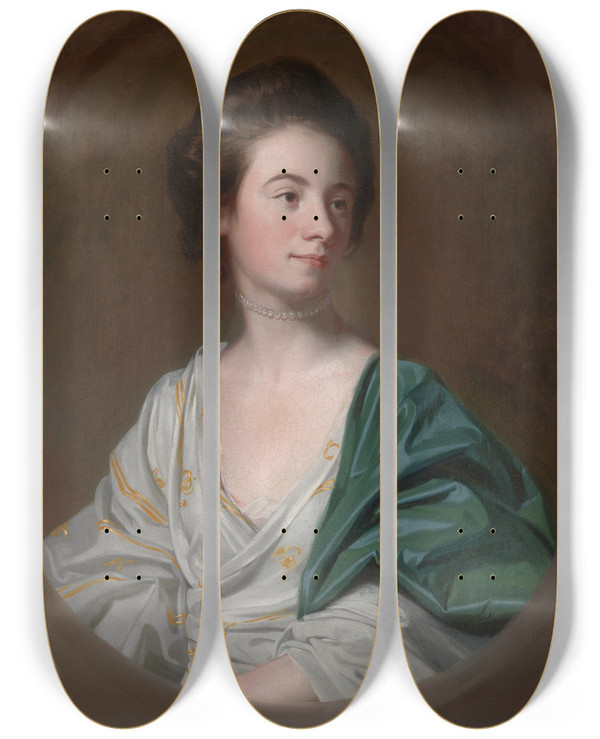 Triptych art skateboard deck of John Singleton Copley Mrs Robert Hyde by John Singleton Copley (1738-1815)