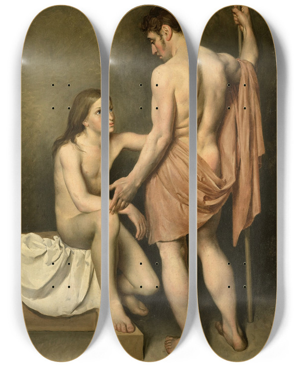 Triptych art skateboard deck of Woutherus Mol Academiestudie Van Een Man En Een Vrouw by Woutherus Mol (1785-1857)