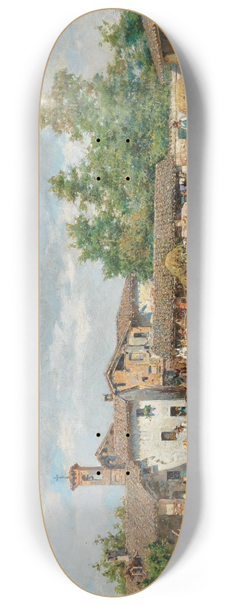 Enrico Bartezago - Hustle and Bustle Outside the Village 8.25 inch art skate deck