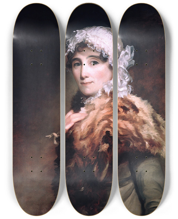Triptych art skateboard deck of Thomas Sully Mrs Katherine Matthews by Thomas Sully (1783-1872)