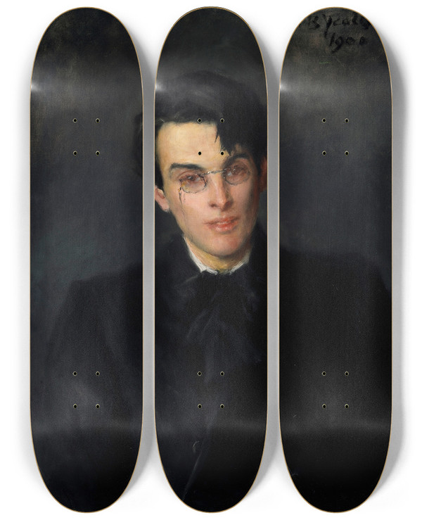 Triptych art skateboard deck of John Butler Yeats Portrait Of William Butler Yeats 18651939 Poet by John Butler Yeats (1839-1922)