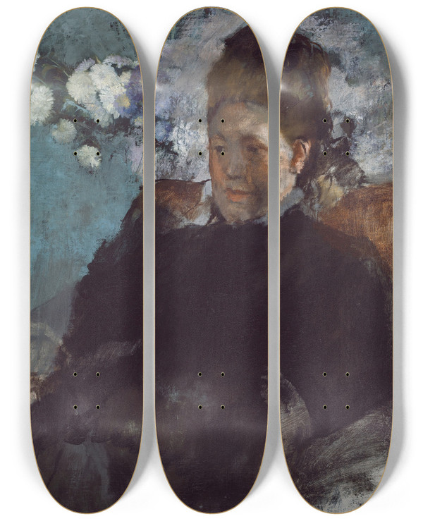 Triptych art skateboard deck of Edgar Degas Portrait Of A Woman by Edgar Degas (1834-1917)