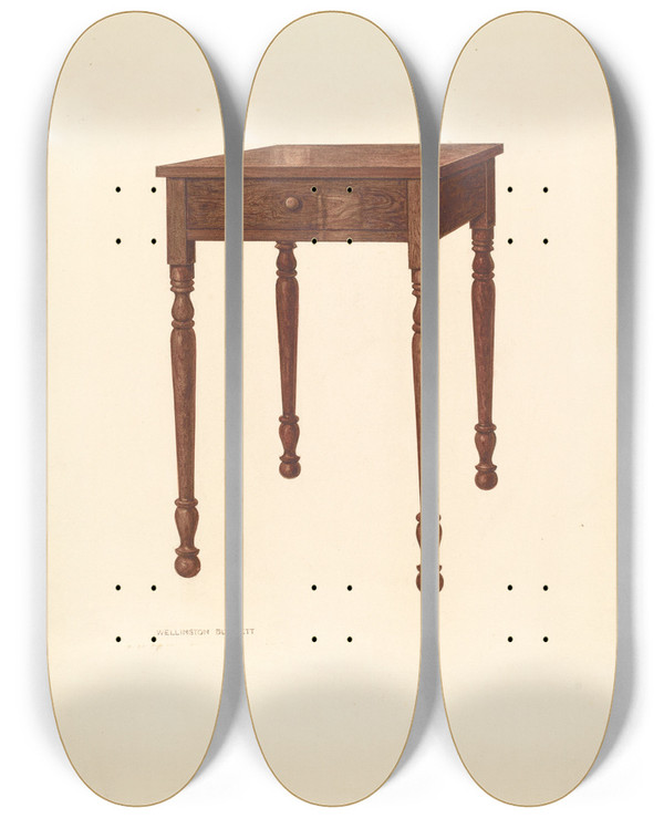 Triptych art skateboard deck of Wellington Blewett Bishop Hill Table by Wellington Blewett (20-)
