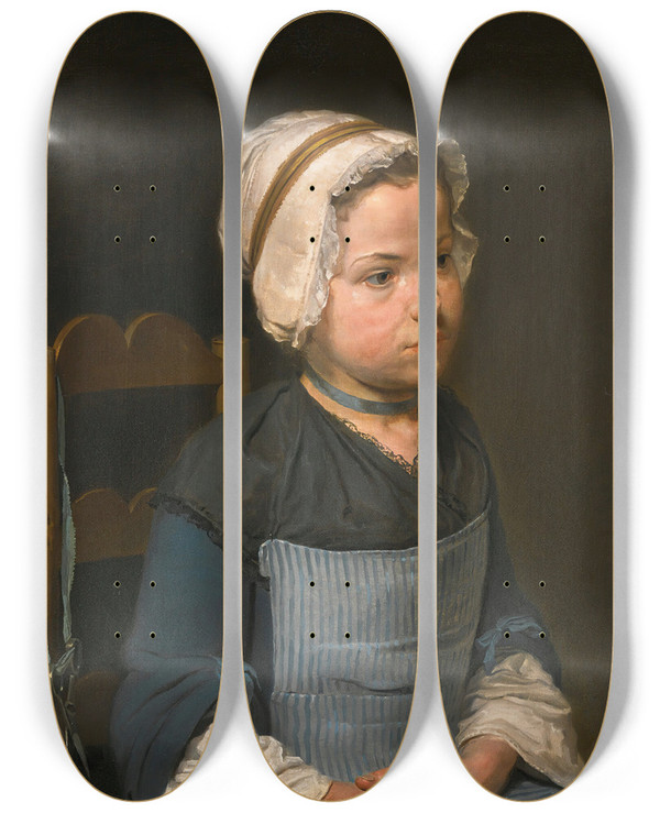 Triptych art skateboard deck of Jeanfranois Gilles Colson La Petite Reveuse by Jean-Franois Gilles Colson (1733-1803)