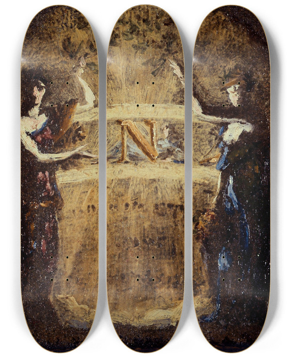 Triptych art skateboard deck of Pierrepaul Prudhon La Victoire Et La Paix by Pierre-Paul Prud'hon (1758-1823)