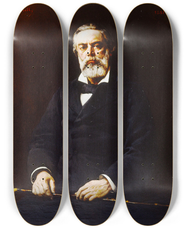Triptych art skateboard deck of Andr Gill Jules Valls 18321885 Crivain Et Journaliste by Andre Gill (1840-1885)