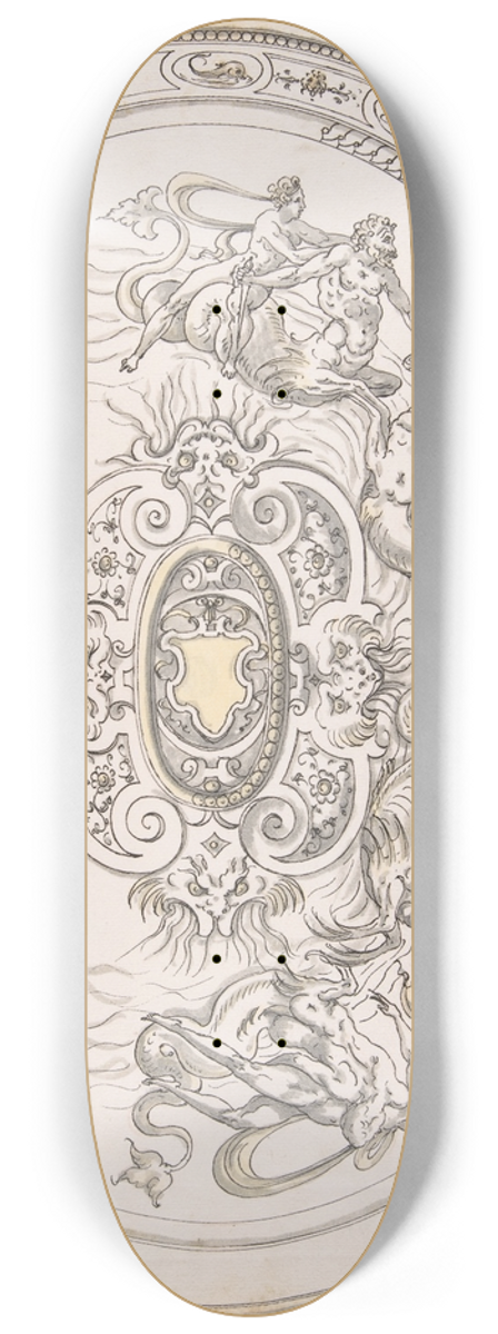 Erasmus Hornick - Design for a Platter with Battling Tritons and Sea Nymphs 8.25 inch art skate deck