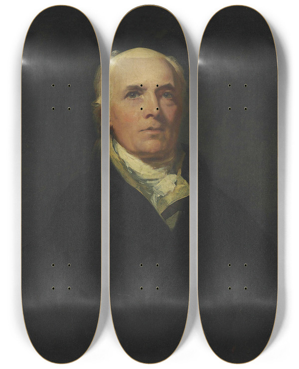 Triptych art skateboard deck of Sir Thomas Lawrence Portrait Of A Gentleman by Sir Thomas Lawrence (1769-1830)