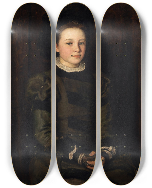 Triptych art skateboard deck of John Butler Yeats Portrait Of Hester Dowden 18681949 As A Child by John Butler Yeats (1839-1922)