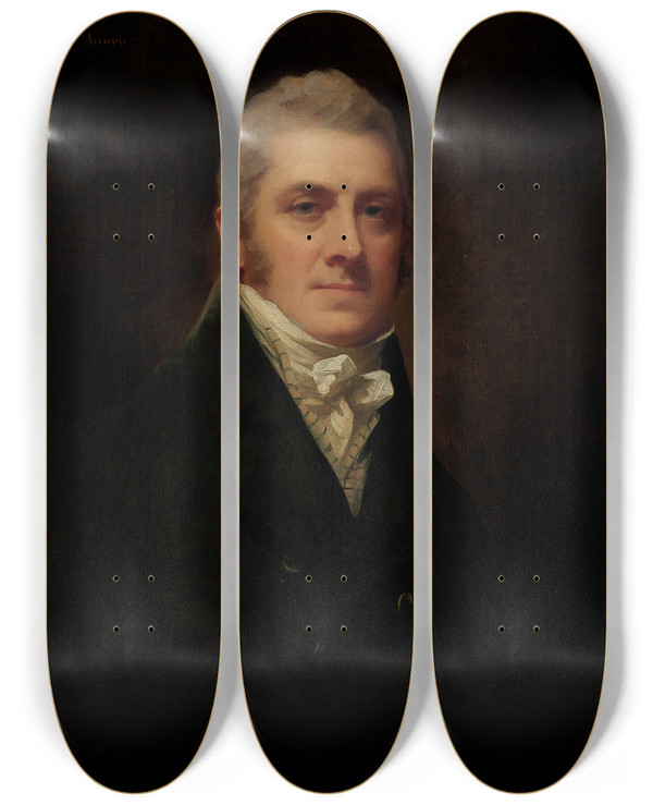 Triptych art skateboard deck of Sir Henry Raeburn Portrait Of Sir Alexander Munro by Sir Henry Raeburn (1756-1823)