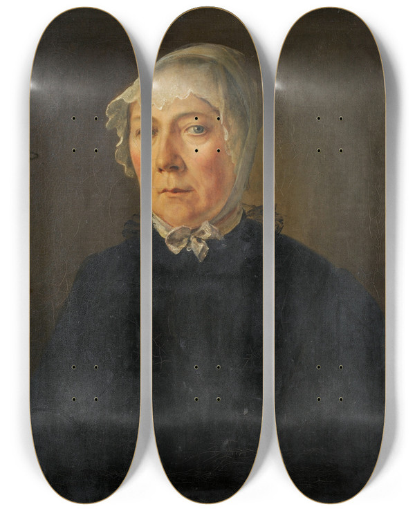 Triptych art skateboard deck of Jakob Christoph Miville Portrait Of The Artists Mother Maria Magdalena Mivillelotz_1 by Jakob Christoph Miville (1786-1836)