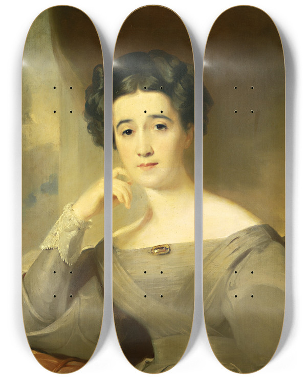 Triptych art skateboard deck of Thomas Sully Mrs William Griffin by Thomas Sully (1783-1872)