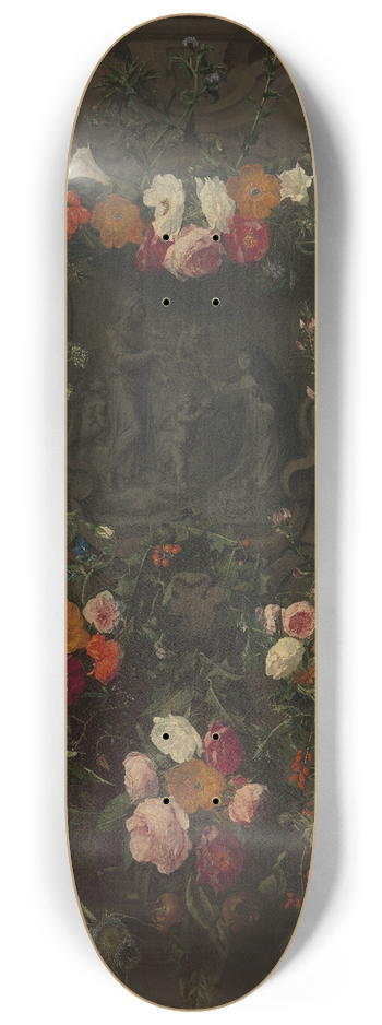 Erasmus Quellinus the younger - Saint Catherine of Siena Surrounded by a Garland of Flowers 8.25 inch art skate deck