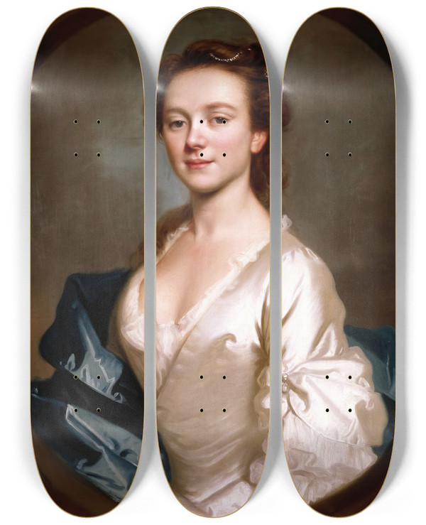 Triptych art skateboard deck of Allan Ramsay Portrait Of Miss Craigie by Allan Ramsay (1713-1784)