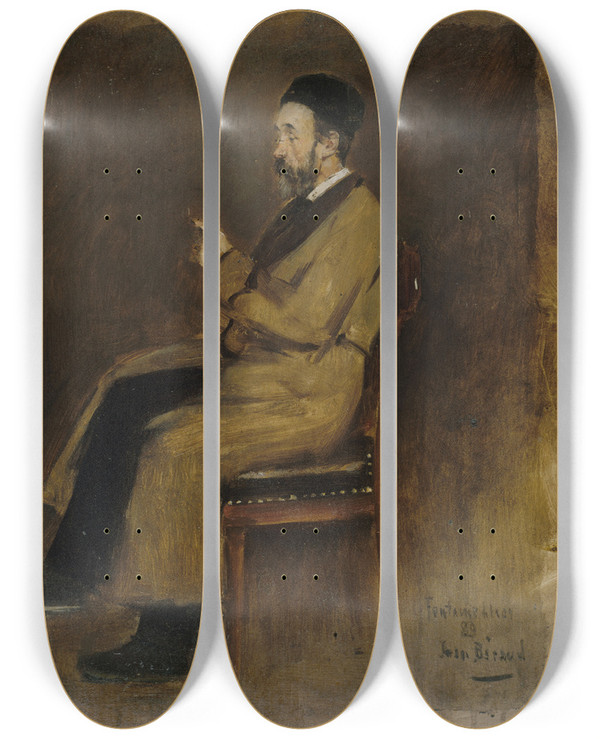 Triptych art skateboard deck of Jean Braud Portrait De Jeanjacques Weiss 18271891 Rdacteur Au Journal Des Dbats by Jean Beraud (1849-1935)