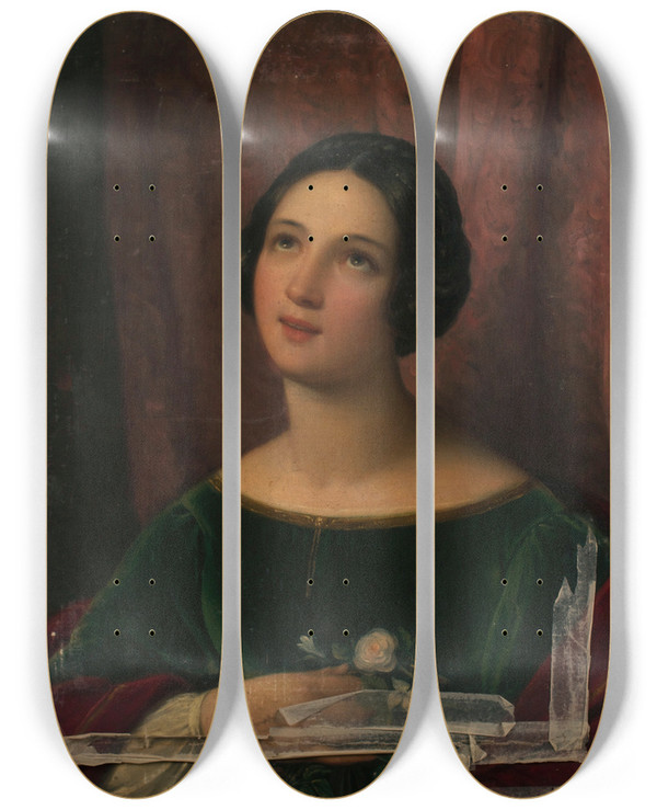 Triptych art skateboard deck of Natale Schiavone Mdchen Mit Blumen by Natale Schiavone (1777-1858)