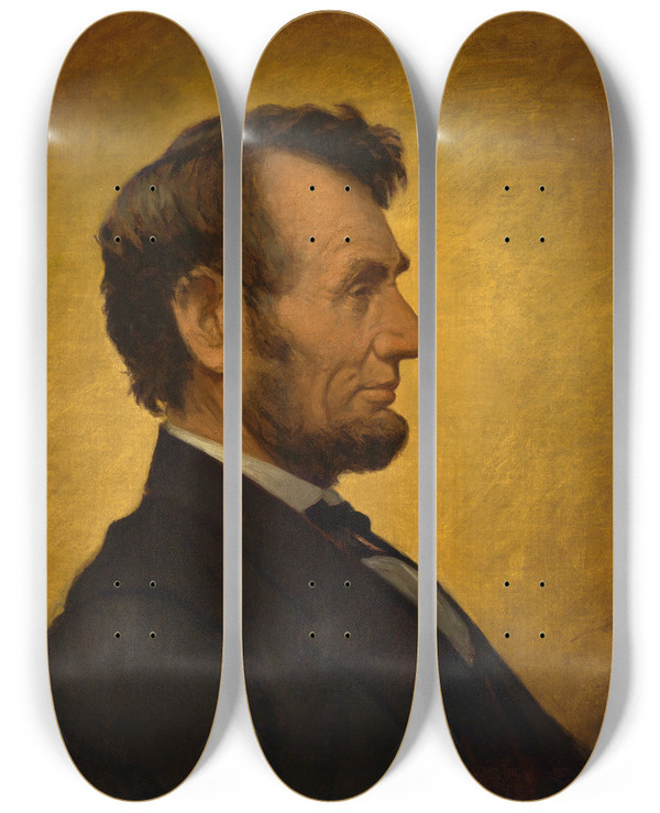 Triptych art skateboard deck of William Willard Abraham Lincoln by William Willard (1819-1904)