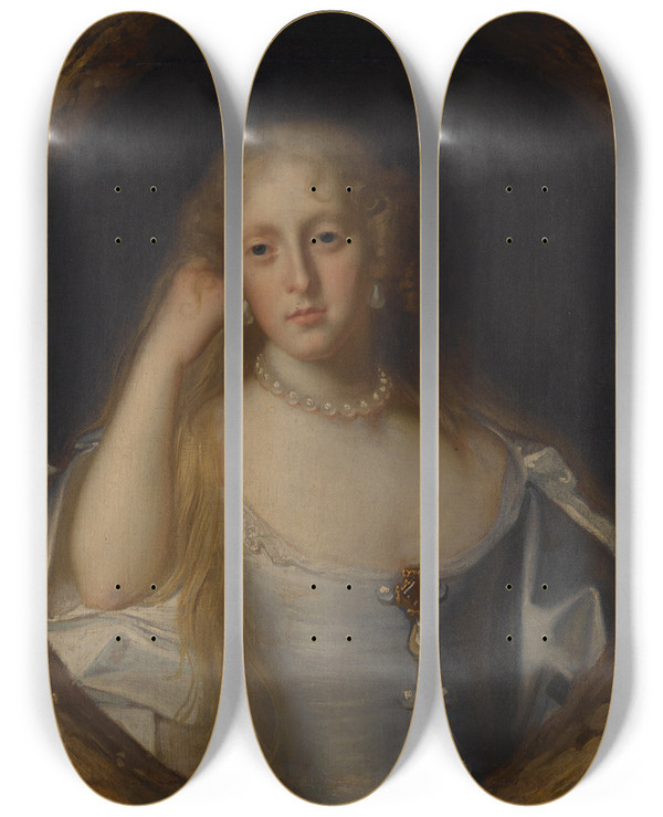 Triptych art skateboard deck of John Michael Wright Portrait Of A Lady by John Michael Wright (1617-1694)