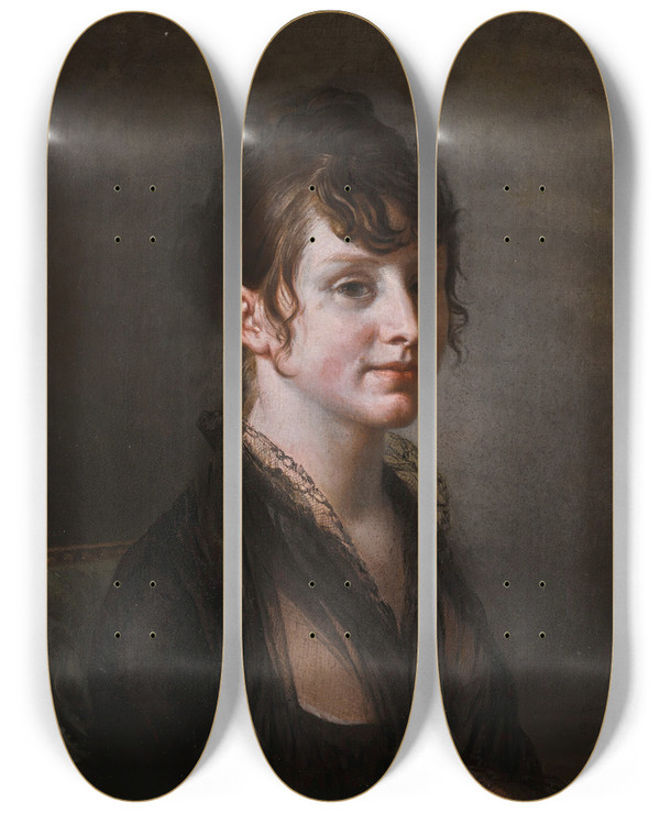Triptych art skateboard deck of Jean Pierre Saintours Portrait Of A Lady by Jean Pierre Saint-Ours (1752-1809)