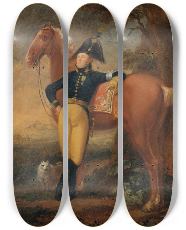 Triptych art skateboard deck of Alexander Laurus Johan Adam Von Gertten 17671835 by Alexander Laureus (1783-1823)