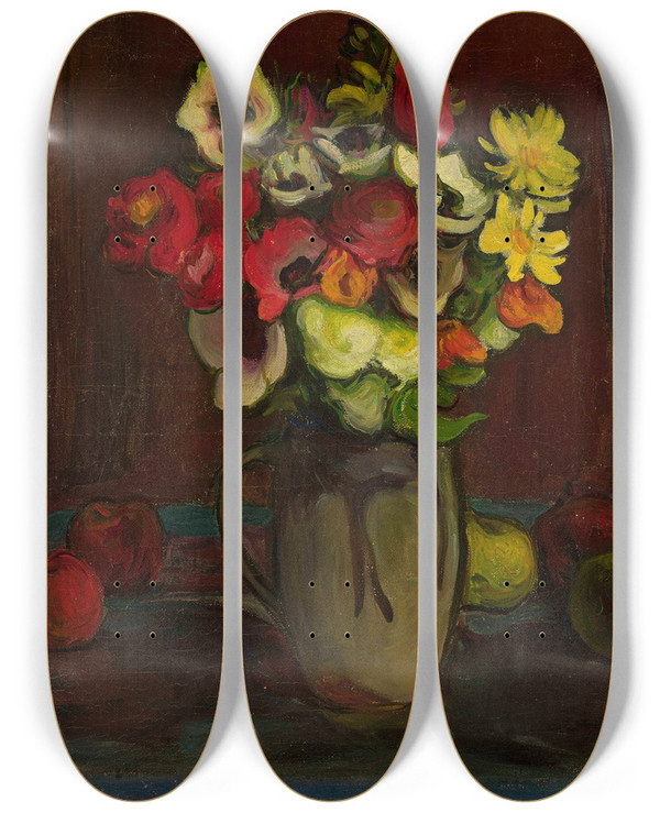 Triptych art skateboard deck of Wadysaw Lewiski Still Life_3 by Wadysaw lewiski (1854-1918)
