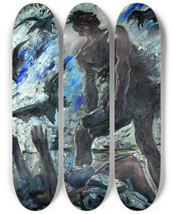 Triptych art skateboard deck of Lovis Corinth Cain by Lovis Corinth (1858-1925)