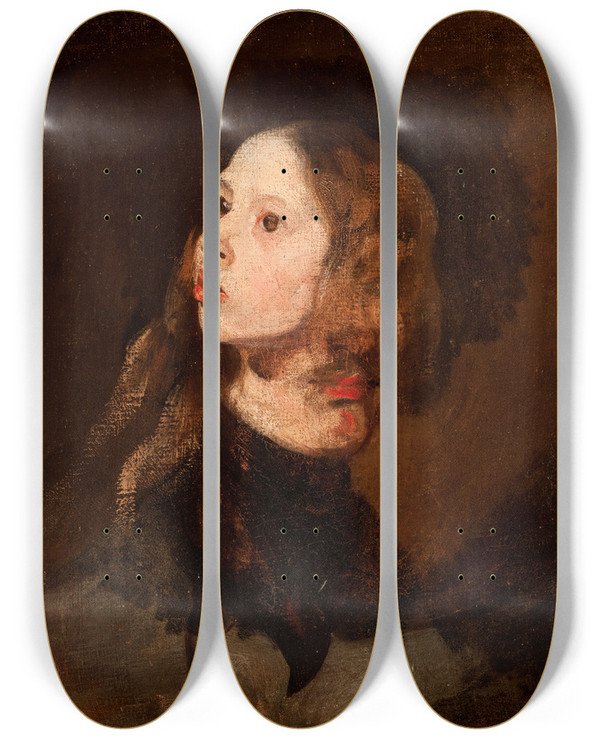 Triptych art skateboard deck of Piotr Michaowski Portrait Of Maria Michaowska by Piotr Michalowski (1800-1855)