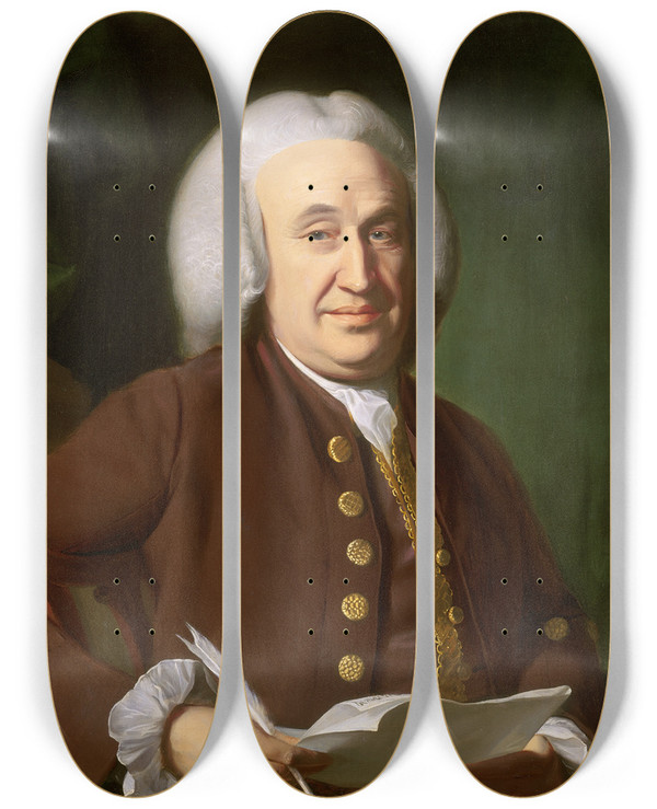Triptych art skateboard deck of John Singleton Copley Harrison Gray by John Singleton Copley (1738-1815)