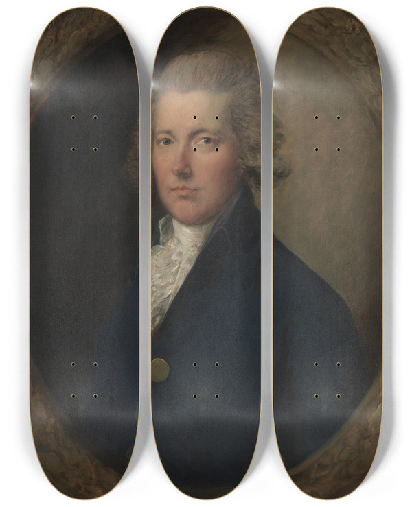 Triptych art skateboard deck of Thomas Gainsborough William Pitt by Thomas Gainsborough (1727-1788)