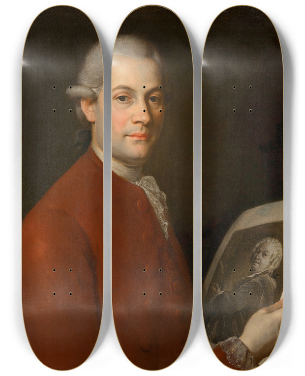 Triptych art skateboard deck of Josef Kreutzinger Carlo Artaria Musik Und Kunstverleger by Josef Kreutzinger (1757-1829)