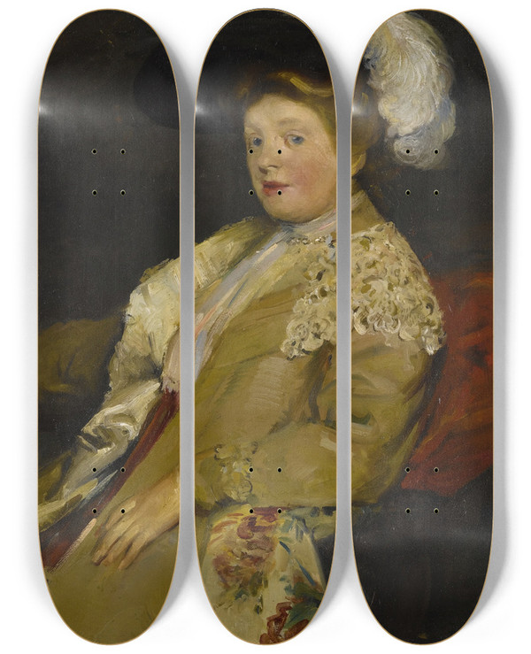 Triptych art skateboard deck of William James Glackens Alice Mumford by William James Glackens (1870-1938)