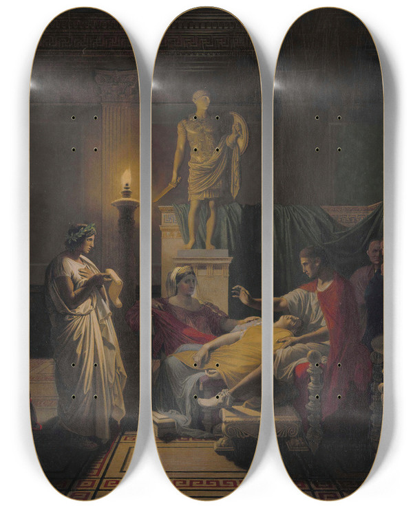 Triptych art skateboard deck of Jean Auguste Dominique Ingres Virgil Reading From The Aeneid by Jean Auguste Dominique Ingres (1780-1867)