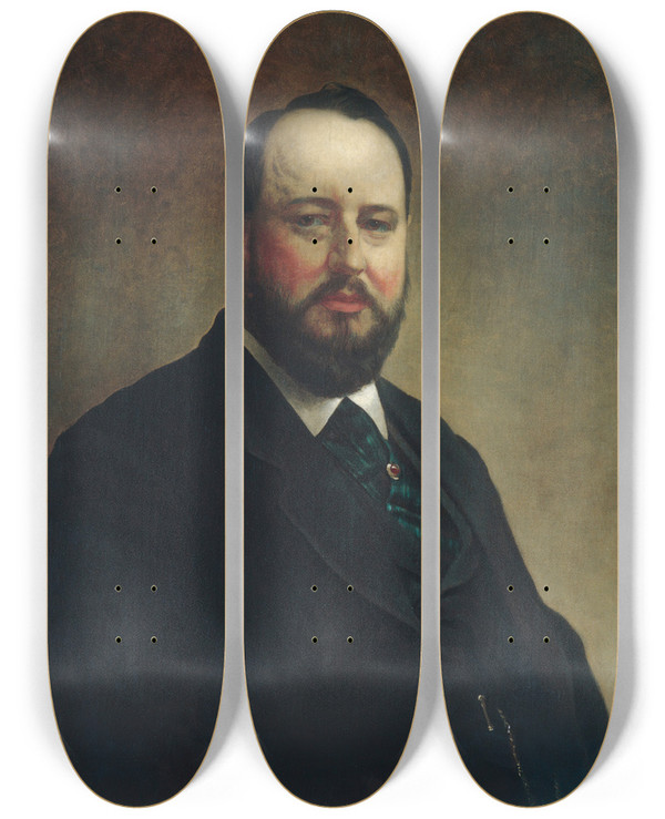 Triptych art skateboard deck of Jacob Hart Lazarus Joseph W Drexel by Jacob Hart Lazarus (1822-1891)