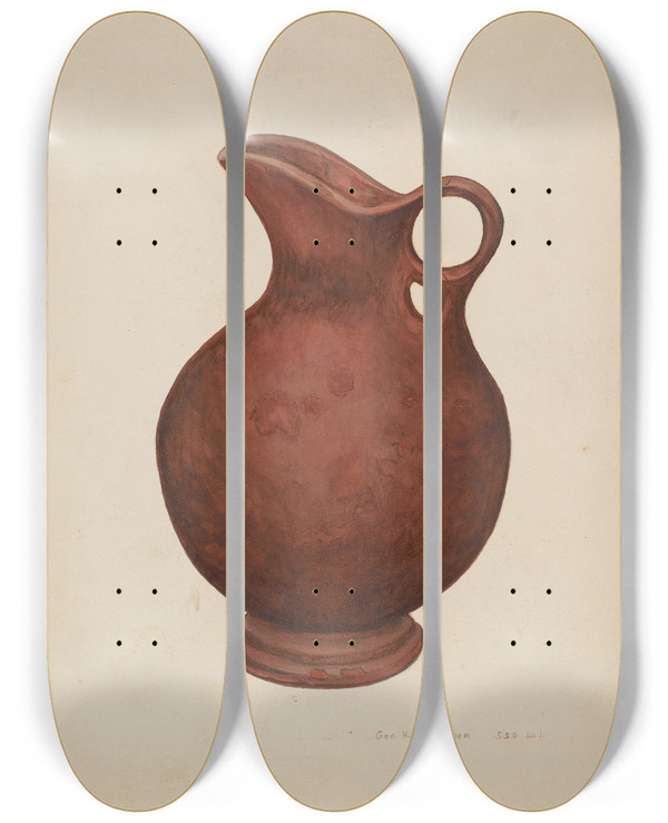 Triptych art skateboard deck of George H Alexander Pitcher by George H Alexander