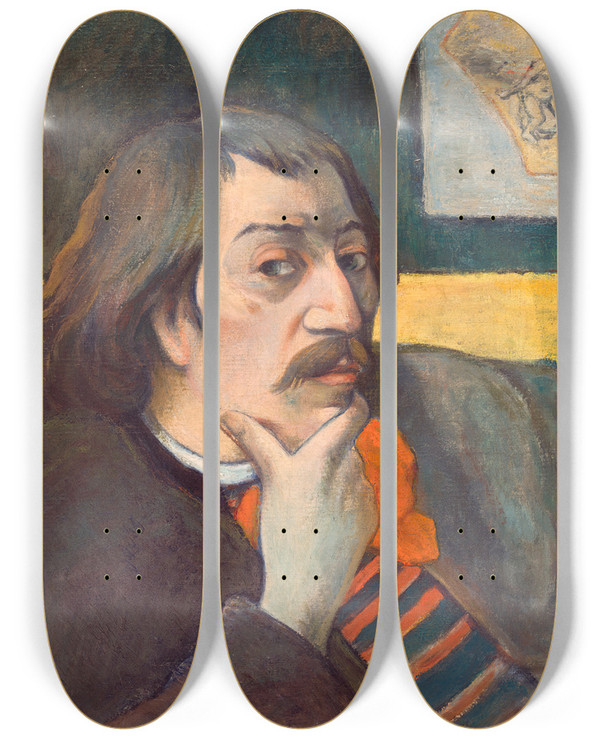 Triptych art skateboard deck of Paul Gauguin Self Portrait by Paul Gauguin (1848-1903)